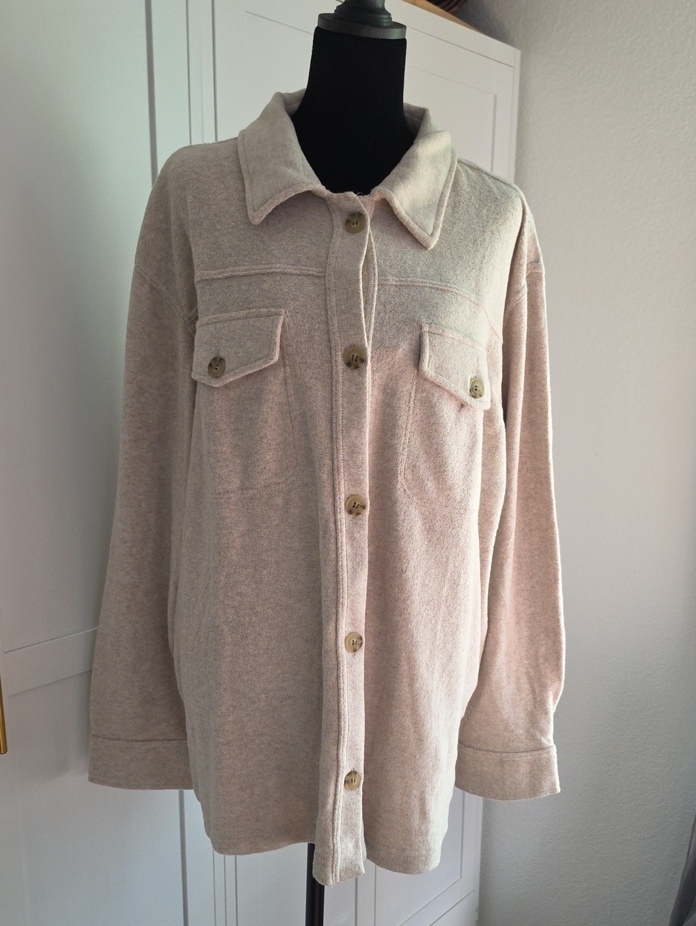 Relaxed Cream Utility Shacket Jacket - Picture 2 of 8